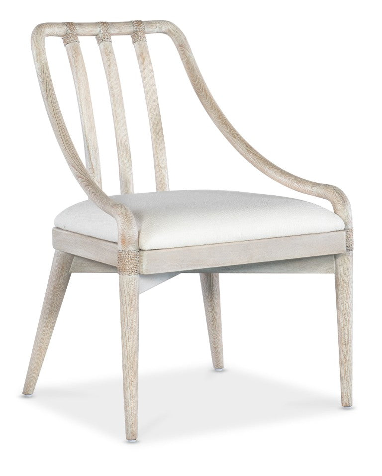 Hooker Furniture Commerce Seaside Chair — Coastal Dining & Accent Chair With Oyster Performance Seat, Rope-Wrapped Joints, Natural Wood Finish 7228-75012-80