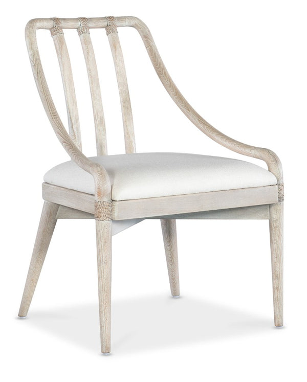 Hooker Furniture Commerce Seaside Chair — Coastal Dining & Accent Chair With Oyster Performance Seat, Rope-Wrapped Joints, Natural Wood Finish 7228-75012-80
