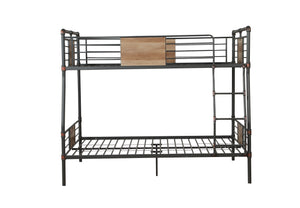 English Elm Brantley Sandy Black & Dark Bronze Hand-Brushed Finish Queen/Queen Convertible Metal Bunk Bed with Slat System Black 85 L x 22 W x 7 H B2726S00511