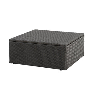 English Elm Patio 7-Piece Pe Wicker Furniture Set With Lounger Sofa, Cushions, And Glass Table For Outdoor Comfort W1703S00029-GIGA