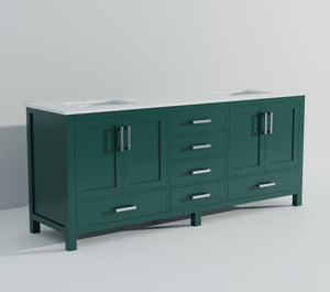 English Elm Green Double Bath Vanity 80" W x 22" D with Cultured Marble Top, Solid Wood, Soft-Close Drawers, Storage B2731P259145