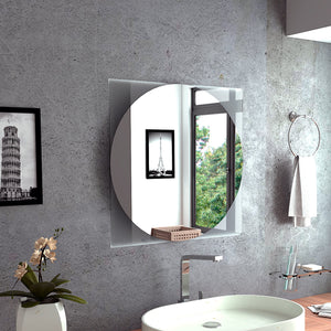 English Elm Merrimac Square Sandblasted Border Bathroom Mirror 24" Clear Wall-Mounted with Easy Install Kit and Space-Saving Design B062103260