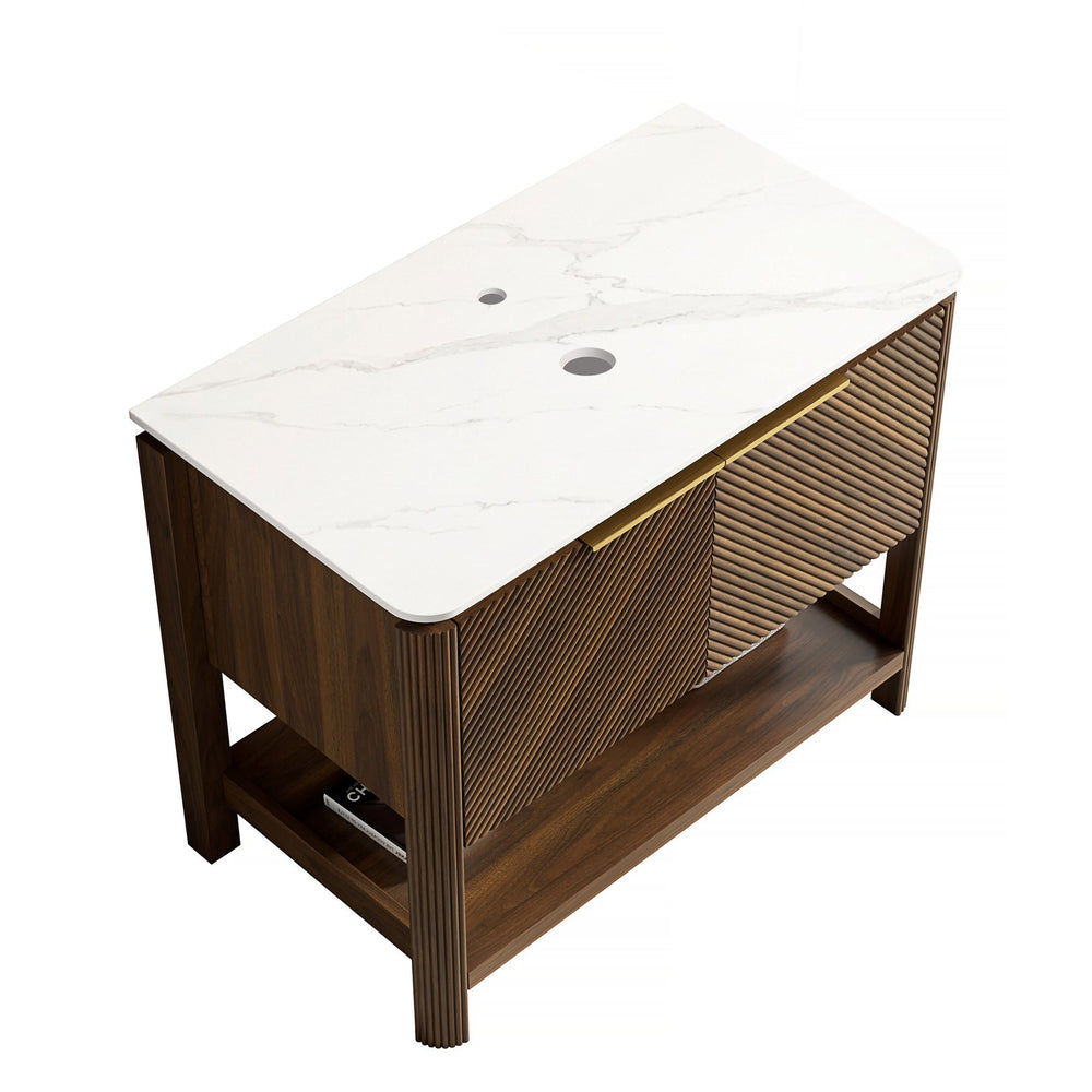 English Elm Nyah Wall Mounted Bathroom Vanity Cabinet with Led Lighting and Soft Close Drawer W2615P346333