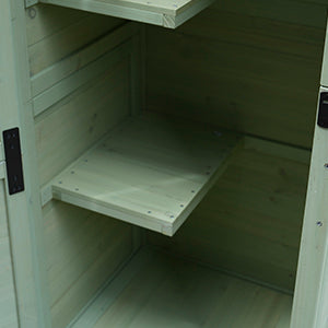 English Elm Outdoor Solid Fir Vertical Storage Shed with Lockable Door Asphalt Roof and Two Shelves W1431P483789