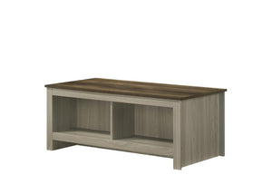 English Elm Nilda Two-tone Oak Coffee Table with Walnut Top and Dual Open Storage Shelves B2749P413254