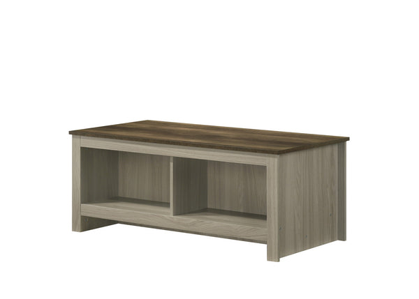 English Elm Nilda Two-tone Oak Coffee Table with Walnut Top and Dual Open Storage Shelves B2749P413254