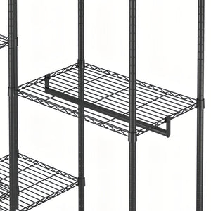English Elm Heavy Duty Garment Rack — Adjustable 8 Shelves & 5 Rails Freestanding Closet Organizer, Black, Durable W3204P318297