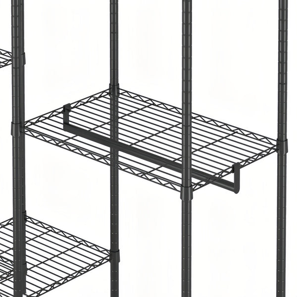 English Elm Heavy Duty Garment Rack — Adjustable 8 Shelves & 5 Rails Freestanding Closet Organizer, Black, Durable W3204P318297