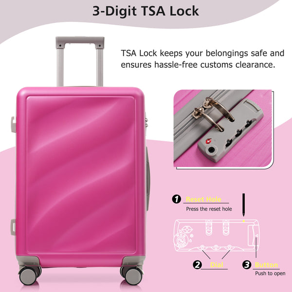 English Elm Luggage 3 Piece Hardshell Abs Set with Spinner Wheels Tsa Lock Travel Ready Pink N730P304620P