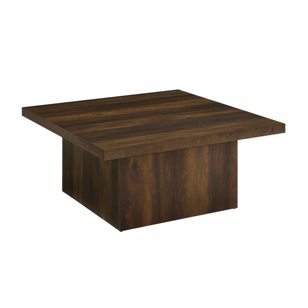 English Elm Square Dark Pine Plinth Base Coffee Table Rustic Industrial Living Room Accent B016P472950