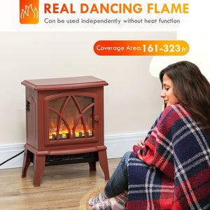 English Elm Homcom Electric Fireplace Stove - 18" Portable Heater With Realistic Flames, Safety Features & Style W2225P249838