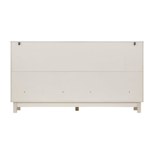 English Elm 60" Wave Front Six Drawer Dresser Sculptural Engineered Wood Media Console for Bedroom Ivory N739S0000011W