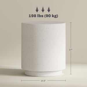 English Elm HOMCOM Terrazzo-Style Round Side Table Cream White, Water-Resistant Accent Table 19" H, 198 lb Capacity W2225P249996