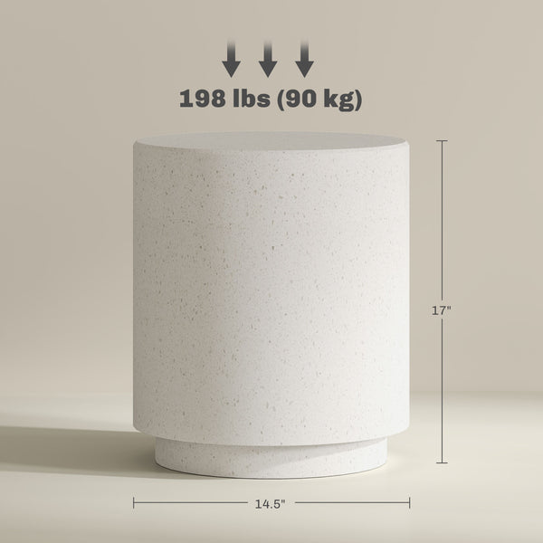 English Elm HOMCOM Terrazzo-Style Round Side Table Cream White, Water-Resistant Accent Table 19" H, 198 lb Capacity W2225P249996