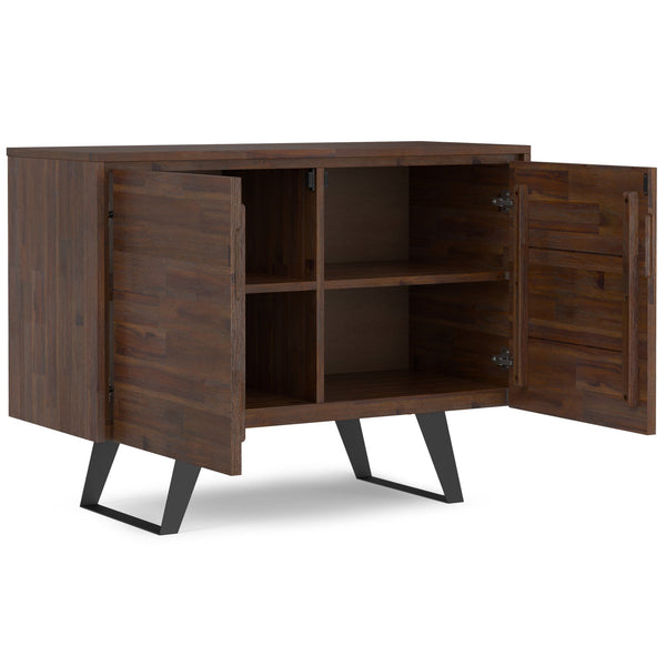 English Elm Lowry Solid Acacia Wood Sideboard with Industrial Legs and Concealed Storage Doors B136P439009