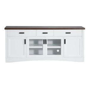 English Elm Christopher Knight Home® - Modern White 67" TV Console with Walnut Top, 4 Doors, 3 Drawers & Adjustable Shelves Storageelligent N779P296233W