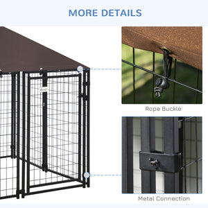 English Elm Pawhut Walk-in Steel Wire Dog Kennel Outdoor Enclosure with Uv Canopy Cover W2225P173781