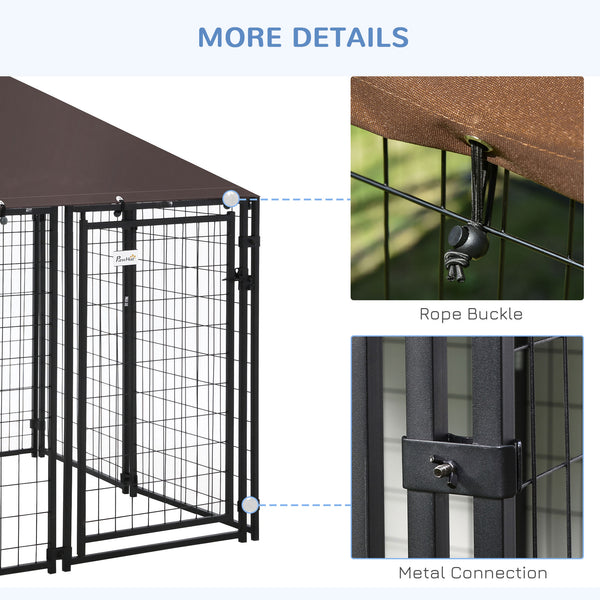 English Elm Pawhut Walk-in Steel Wire Dog Kennel Outdoor Enclosure with Uv Canopy Cover W2225P173781