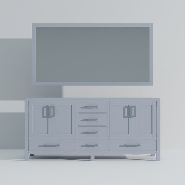 English Elm Dark Grey Double Bath Vanity Set With 72" Width, 28" Mirror & Ample Storage For Modern Spaces B2731S00519