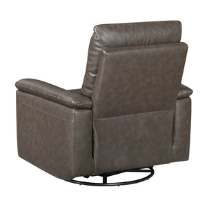 English Elm Luxury Premium Leather Recliner with 360° Swivel, Gentle Glide, High-Density Foam & Pocket Coils Dark Brown 36 L x 30.5 W x 26 H B011P395828