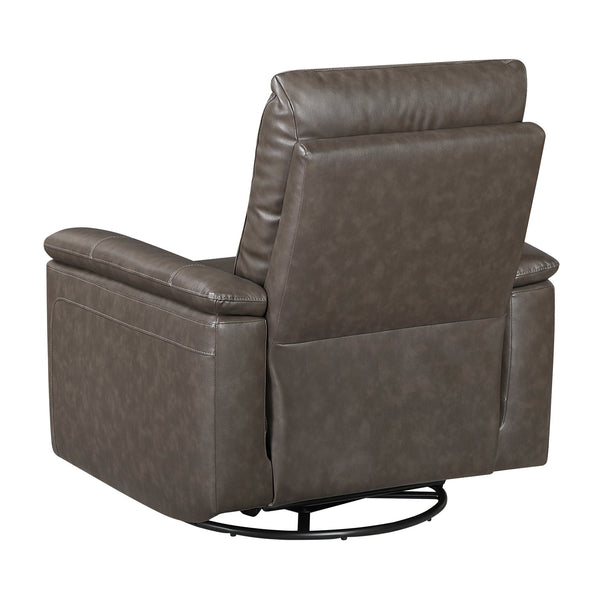 English Elm Luxury Premium Leather Recliner with 360° Swivel, Gentle Glide, High-Density Foam & Pocket Coils Dark Brown 36 L x 30.5 W x 26 H B011P395828