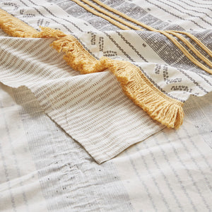 JLA Home INK+IVY - Cotton Multi-Stripe Shower Curtain with Handcrafted Tassel Pom-Pom Trim, 72"x72", OEKO-TEX Certified II70-1284