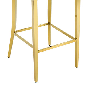 English Elm A Set of 2 Crocodile Embossed Pvc Barstools with Crystal Clasp Detail for Home Bars White W3875P383108