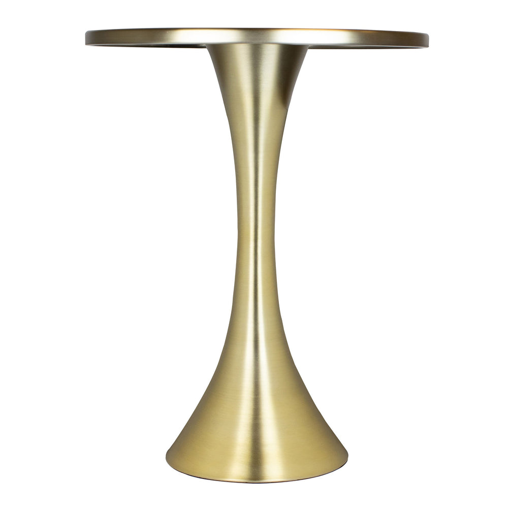 English Elm 24" Hourglass Spun Metal Side Table with Gleaming Plated Finish for Living Room Gold B202P223399