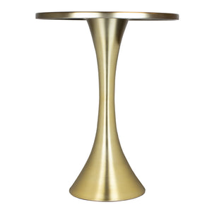 English Elm 24" Hourglass Spun Metal Side Table with Gleaming Plated Finish for Living Room Gold B202P223399