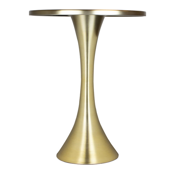 English Elm 24" Hourglass Spun Metal Side Table with Gleaming Plated Finish for Living Room Gold B202P223399