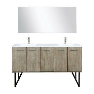 English Elm Rustic Acacia Double Bath Vanity Set With Cultured Marble Top, Brushed Nickel Faucet & 55" Mirror B2731S01782-GIGA