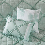 Madison Park Mindy Shabby Chic 9 Piece Cotton Percale Comforter Set MP10-3633 Seafoam