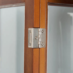 English Elm Curio Display Cabinet with Internal Lighting, Mirrored Back, 6 Adjustable Shelves, Glass Doors Walnut W1693P154578