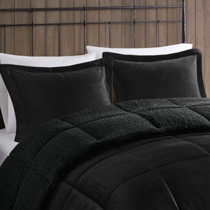 English Elm 4-piece King Sherpa Reverse Comforter Set with Hypoallergenic Fill for Bold Bedrooms B035P408272