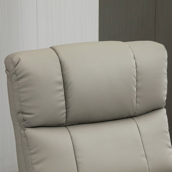 English Elm Massage Swivel Recliner with 10-point Vibration Pu Leather Chair and Ottoman Remote T3971P405850