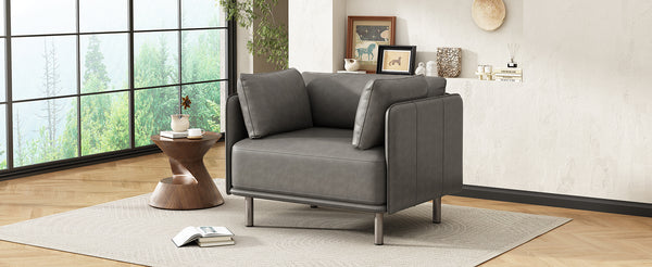 English Elm Christopher Knight Home® - 39" Vintage Grey Faux Leather Lounge Chair - Stylish Comfort For Living Room, Bedroom & Office Spaces N767P208310D