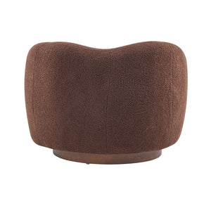 English Elm Wooden Bentwood Base Bouclé Barrel Swivel Chair for Living Room Reading Nook N776P359106D