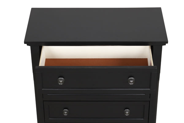 English Elm Meade Contemporary 5-Drawer Chest with Felt-Lined Top, Dovetail Construction & Wood Feet for Style Black 39.5 L x 53 W x 20.5 H B078P301544