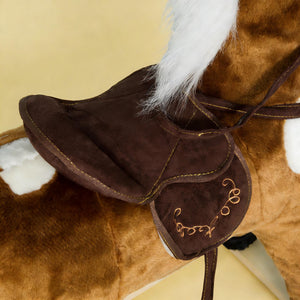English Elm Rocking Horse Plush Ride on Toy with Music Soft Padded Body for Kids Playroom Fun T3971P442096