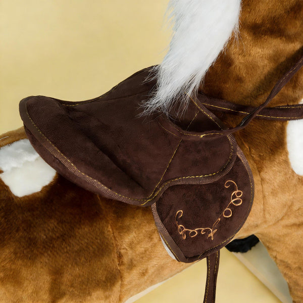 English Elm Rocking Horse Plush Ride on Toy with Music Soft Padded Body for Kids Playroom Fun T3971P442096