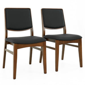 English Elm Cary Walnut Solid Wood Vegan Leather Dining Chairs Mid Century Modern Set of 2 B183P423285