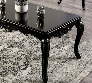 English Elm Traditional Rectangle Coffee Table - Elegant Carved Design, Curved Legs, Solid Wood, Espresso Finish B2741P361113-GIGA