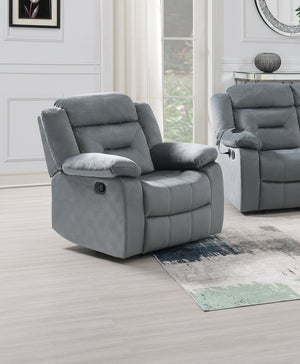 English Elm Contemporary Velvet Dark Gray Motion Recliner Chair with Plush Armrests, Tufted Back & Manual Handle for Ultimate Relaxation B011P200213