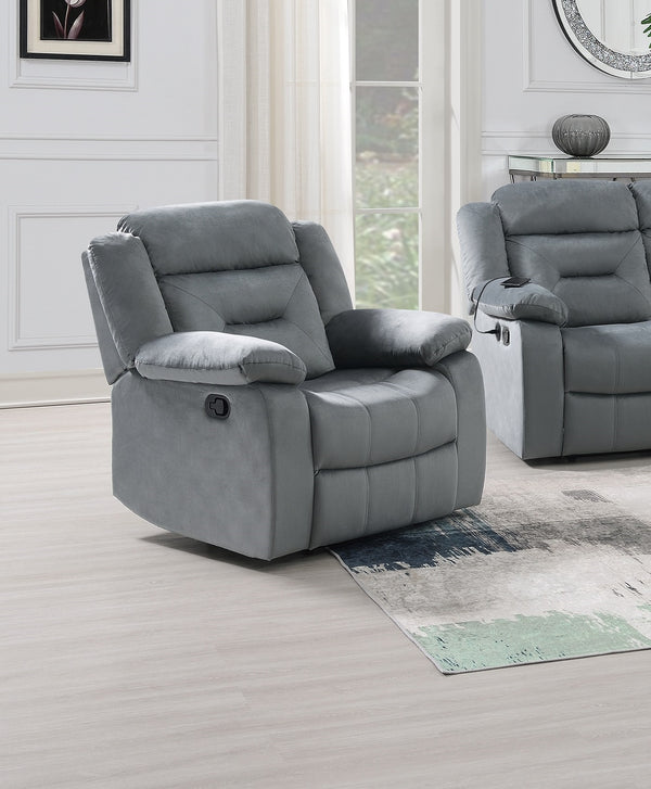 English Elm Contemporary Velvet 3 Piece Living Room Set with Tufted Sofa Loveseat and Recliner B011S02357