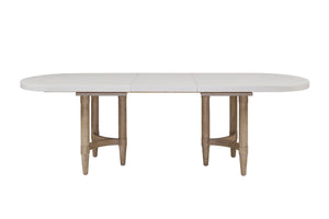 English Elm Triad Sand Double Pedestal Dining Table with 20" Leaf — Solid Wood/MDF, Expands to 98" W B2699P224810