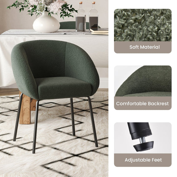 English Elm Kitchen Mid-Century Dining Chairs Set of 2 with Rattan Backrest, Cantilever Aluminum Legs, 300lb Capacity Green T3623P408498