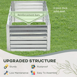 English Elm Outsunny Tall Galvanized Steel Raised Garden Bed with Reinforced Walls for Deep Root Growth W2225P200598