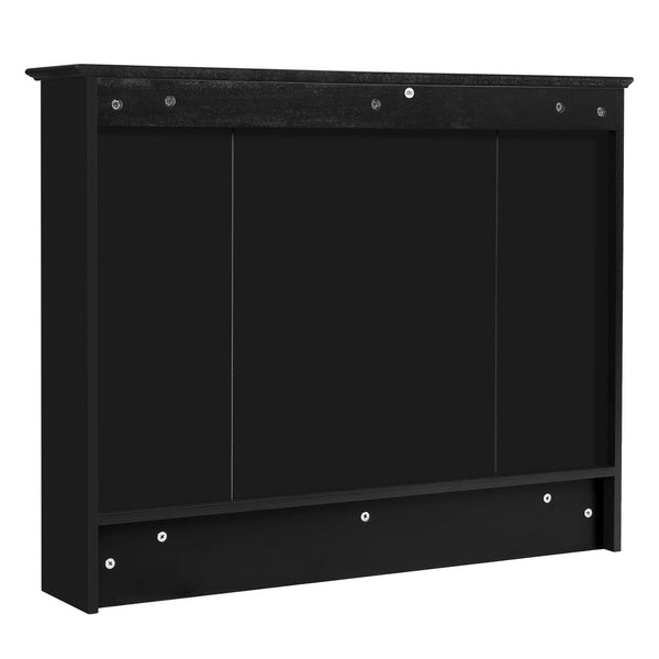 English Elm 3-in-1 Wall Mounted Medicine Cabinet with Soft Close Door Towel Bar and Vanity Mirror Black N710P358618B