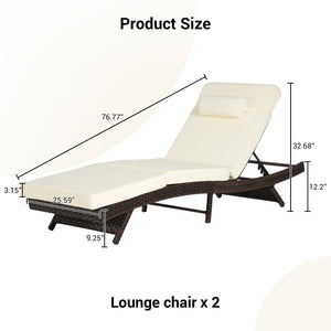 English Elm Outdoor Wicker Reclining Lounge Chair Set Of 2 - Adjustable Comfort, Durable Design For Patio & Garden W874P264721-GIGA