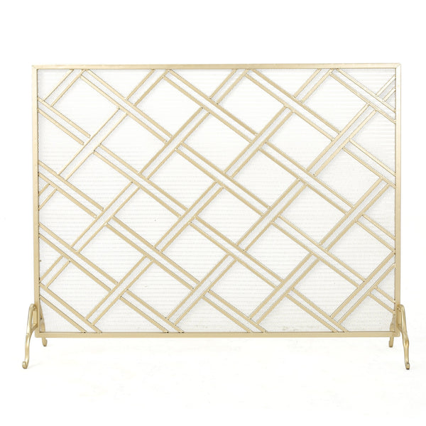 English Elm Christopher Knight Home® - FIRE Iron Fireplace Screen with Durable Mesh Guard and Stable Frame for Safety and Classic Hearth Appeal Gold 61129.00GLD
